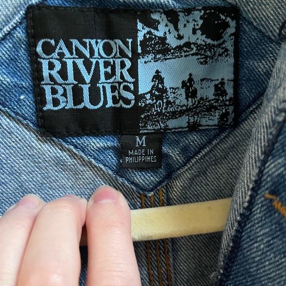 Vintage 90s Canyon River Blues Denim Corduroy Collar Chore Coat M - Picture 2 of 7